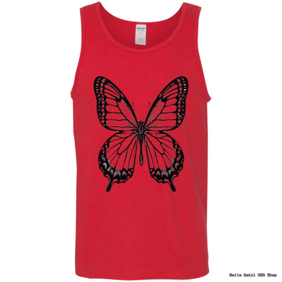 Red tank top with black butterfly design