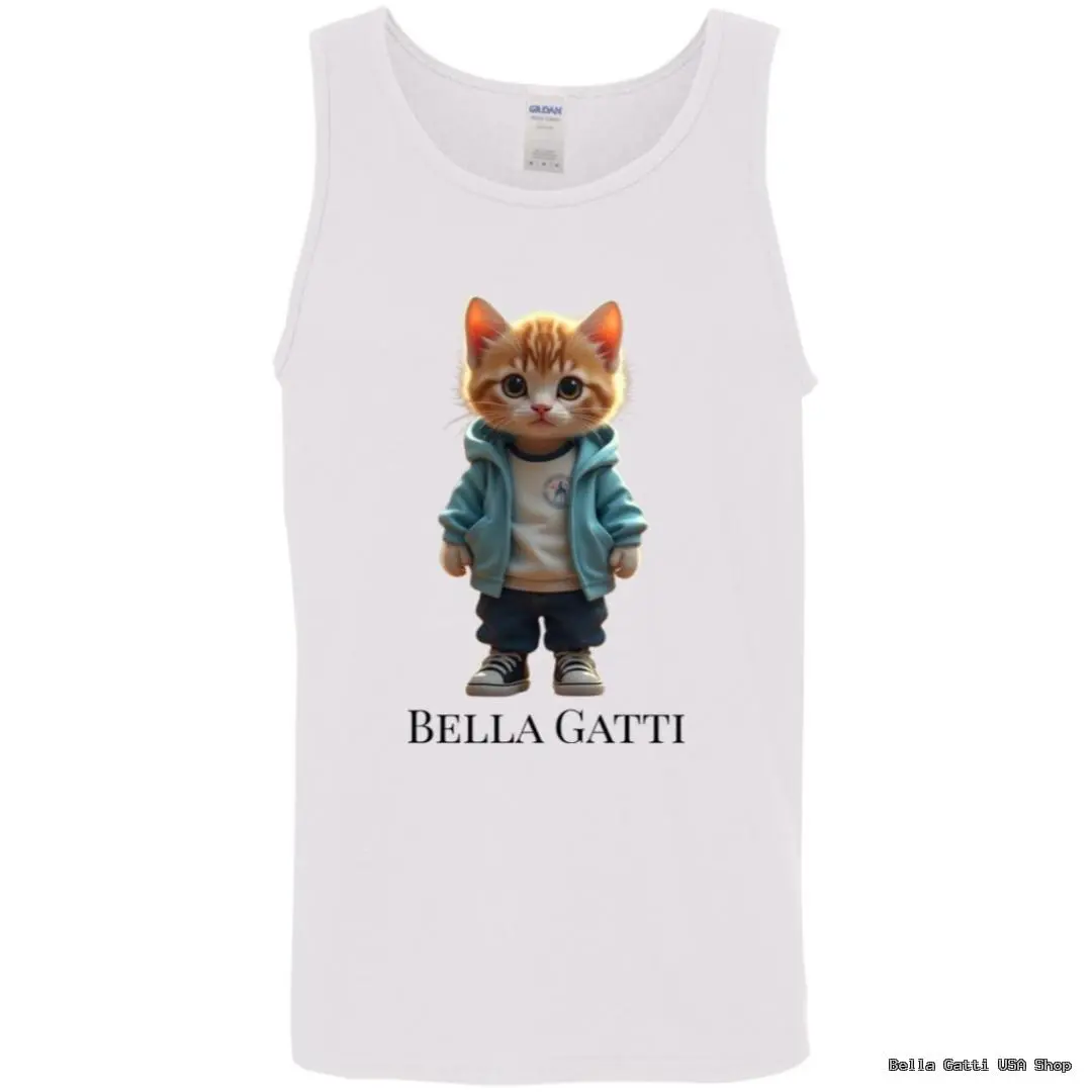 Tank top with cartoon cat wearing jacket