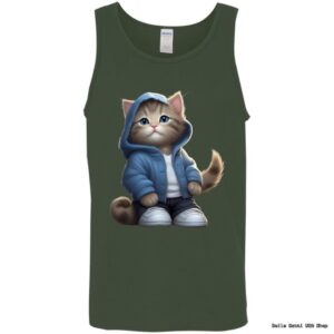 Tank top with cat in hoodie illustration