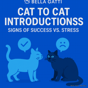 Illustration of cats showing successful versus stressed introduction