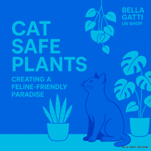 Cat sitting beside potted houseplants illustration