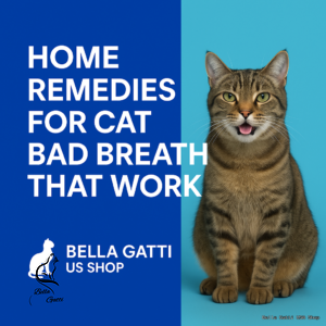 Tabby cat beside home remedies text graphic