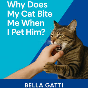 Cat biting owner's hand while being petted