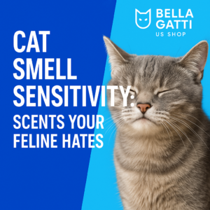 Gray cat with text about smell sensitivity